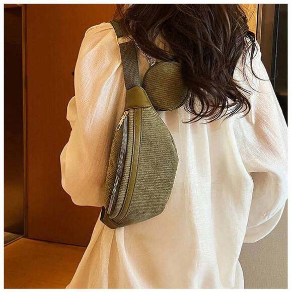 Corduroy Waist Bag with Coin Purse - Picture 3 of 3